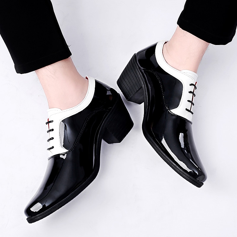 Men's Oxfords Dress Shoes Christmas Party Collections Casual British Wedding Party & Evening PU Black Red White Color Block Winter Fall 2025 - $59.99 –P13