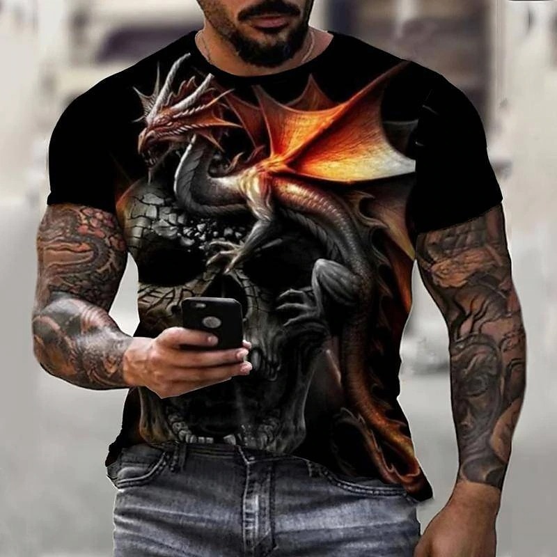 Hombre Graphic Anime Dragón Camisa Camiseta Tee Manga Corta Camiseta Impresión 3D Cuello Barco Camisa Ropa de calle Exagerado Diario Festivos Negro Dorado Azul Piscina Ropa Talla Grande S M L XL XXL 2025 - $17.99 –P4