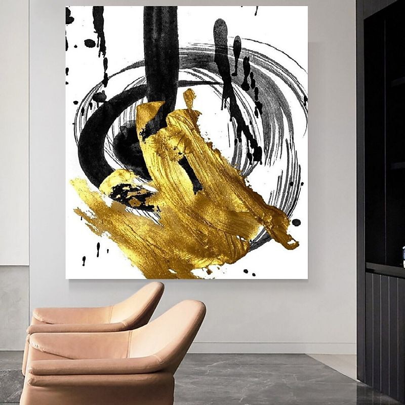 Handmade Oil Painting Canvas Wall Art Decoration Post-Modern Ink And Gold Abstract for Home Decor Rolled Frameless Unstretched Painting 2025 - $69.99 –P2