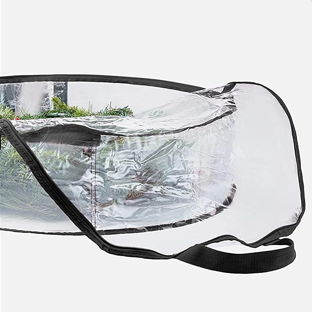 2026年 クリスマスリース収納バッグ 24インチ - すべてのビュー用のクリアPVCプラスチック 丈夫なプラスチック生地 休日の人工クリスマスリース用のデュアルジッパー付きバッグ ステッチ強化キャンバスハンドル2個  コレクション – $17.99 –P7