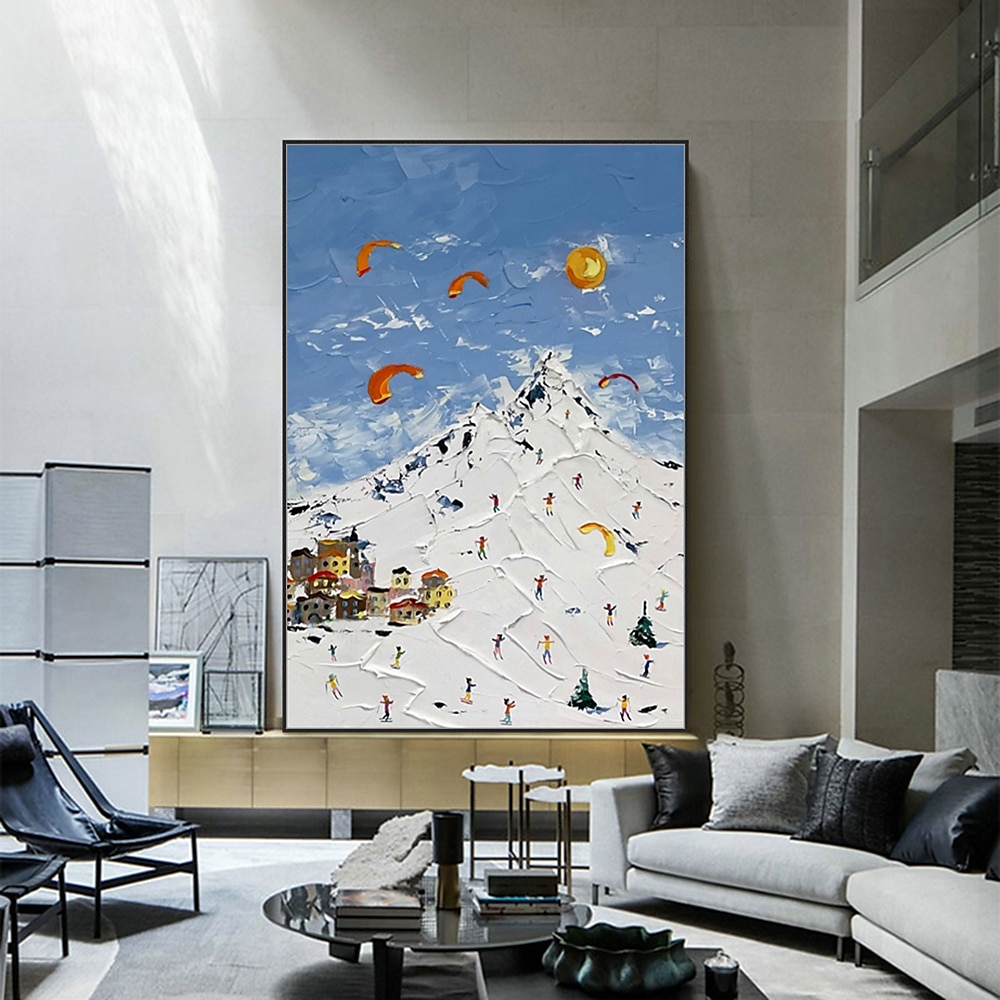 Mintura Handmade Mountain Oil Painting On Canvas Wall Art Decoration Modern Abstract Snow Landscape Picture For Home Decor Rolled Frameless Unstretched Painting 2025 - $69.99 –P4