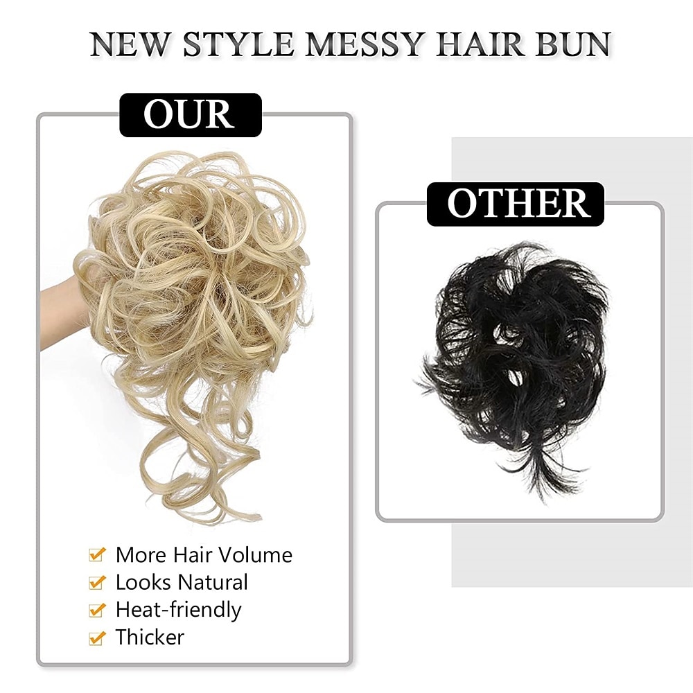 Messy Bun Hair Piece Messy Hair Bun Scrunchies for Women Tousled Updo Bun Synthetic Wavy Curly Chignon Ponytail Hairpiece for Daily Wear 2026 - $9.49 –P6