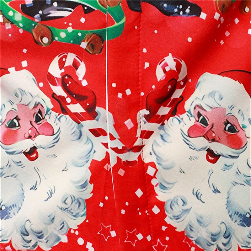 chemises imprimées père noël pour hommes chemises père noël imprimés graphiques rabattu blanc / noir vert vert clair noir / rouge rouge impression 3D rue manches longues boutonnée vêtements imprimés de 2025 ? $26.99 –P4