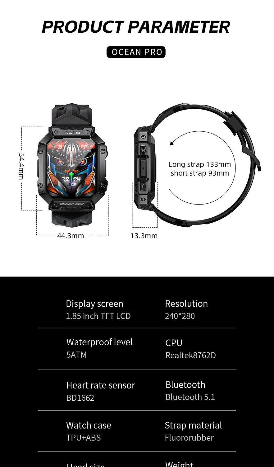 LOKMAT OCEAN PRO Smart Watch 1.85 inch Smartwatch Fitness Running Watch Bluetooth Pedometer Call Reminder Sleep Tracker Compatible with Android iOS Women Men Long Standby Waterproof Media Control IP68 2025 - $41.99 –P18