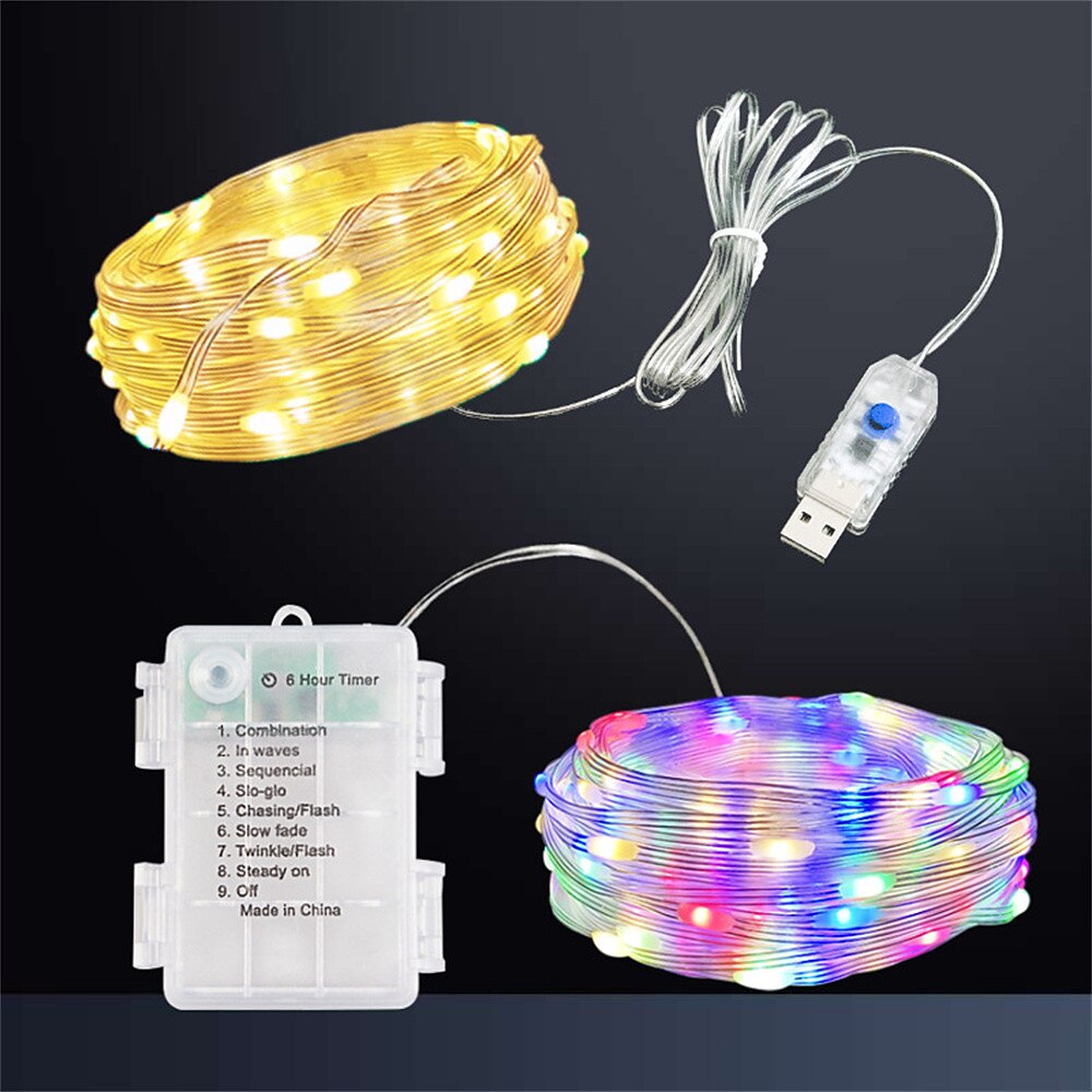 أضواء سلسلة الجنية led 5m 10m البطارية / USB تعمل بجهاز التحكم عن بعد الموقت وميض سلسلة الأنوار 8 أوضاع أضواء اليراع 2025 - $14.99 –P5