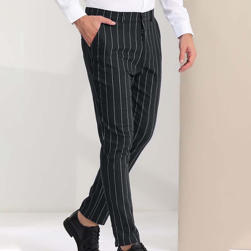 Men's Trousers Chinos Jogger Pants Pocket Straight Leg Stripe Comfort Daily Holiday Going out Fashion Classic Black Blue Micro-elastic 2025 - $21.99 –P2