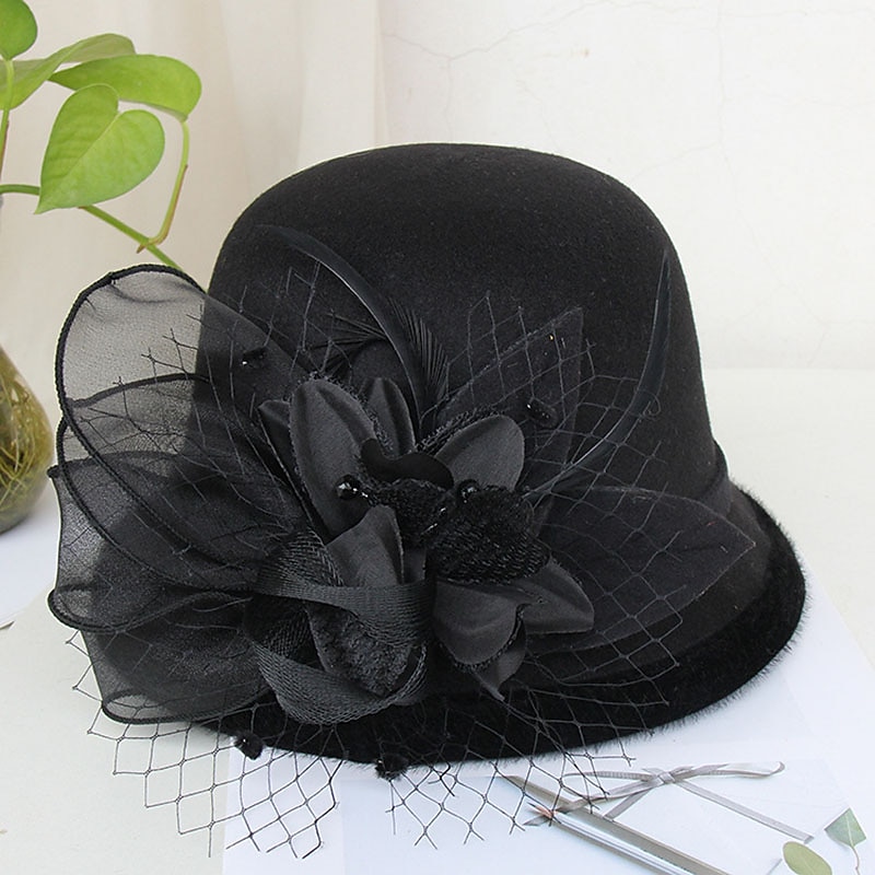 kentucky cappello derby autunnale cappelli da sposa piume artificiali misto poli/cotone bombetta/cloche cappello alla pescatora cappello fedora casual vacanza stile vintage elegante con applicazioni del 2025 a $18.99 –P12