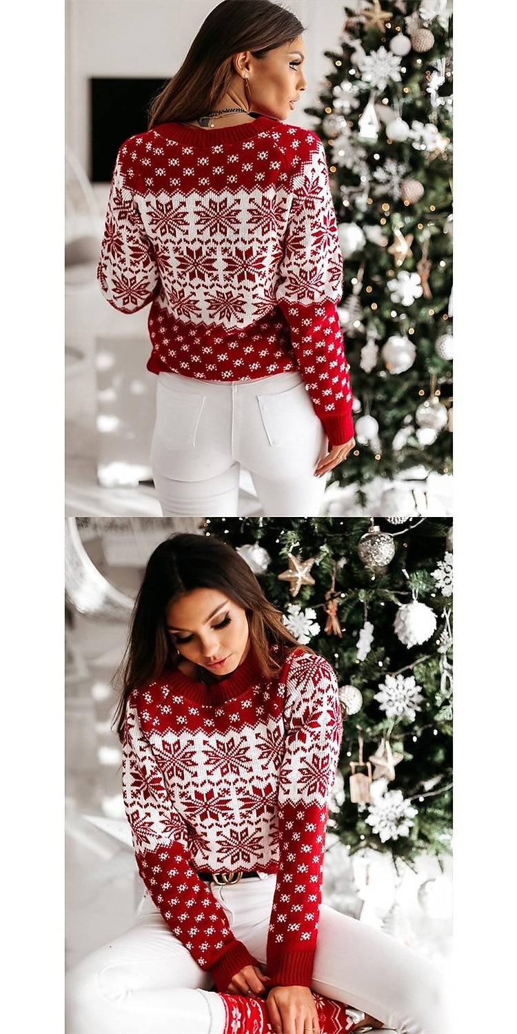 Ren Snöflinga Ful jultröja Jumper Dam Jul Vuxen Vuxna Jul julafton Jul Fest Topp 2025 - $43.99 –P4