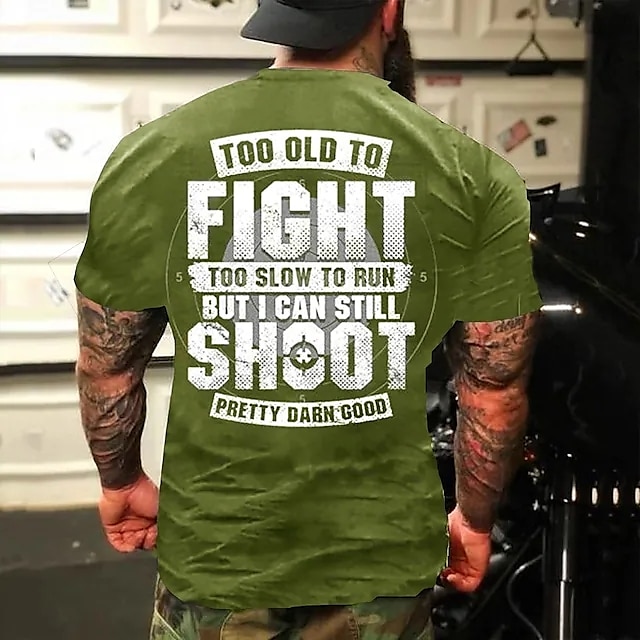 Homens Letra Velho demais para lutar Camiseta Camisetas gráficas 100% Algodão Manga Curta Gráfico Camisa Preto Vinho Vermelho Camiseta confortável Rua Feriado Roupas de estilistas de 2025 por $15.99 –P10