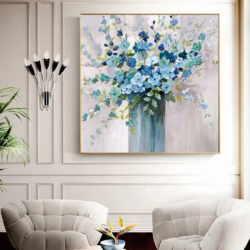 Mandelblüte handgefertigtes handgemaltes Ölgemälde Wandkunst abstrakte violette Blumen Gemälde Heimdekoration Dekor gerollte Leinwand kein Rahmen ungedehnt 2025 - $75.99 –P4
