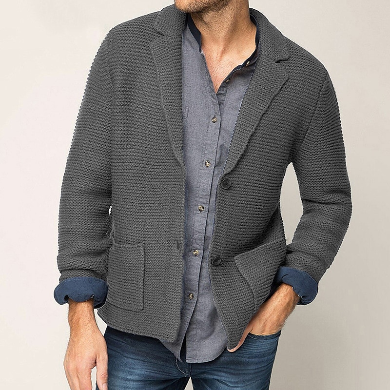 Men's Sweater Cardigan Sweater Sweater Jacket Ribbed Knit Cropped Knitted Lapel Warm Ups Modern Contemporary Daily Wear Going out Clothing Apparel Fall & Winter Black khaki M L XL 2025 - $35.99 –P5