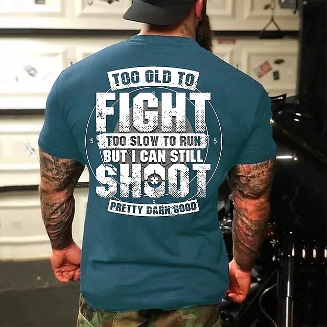 Homens Letra Velho demais para lutar Camiseta Camisetas gráficas 100% Algodão Manga Curta Gráfico Camisa Preto Vinho Vermelho Camiseta confortável Rua Feriado Roupas de estilistas de 2025 por $15.99 –P11