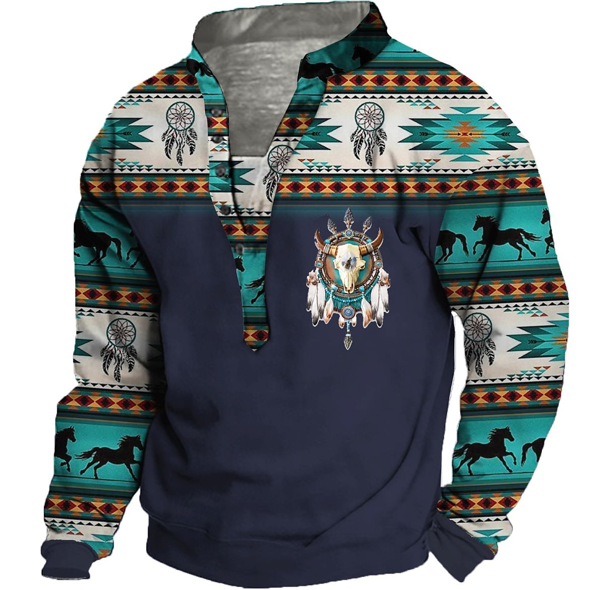 Homme Tribal Imprimés Photos Sweat shirt Sweat manche longue Sweat-shirt Col Mao Vêtement de rue Design Décontractées 3D effet Casual du quotidien Des sports Imprimer Printemps & Automne de 2025 ? $33.99 –P4
