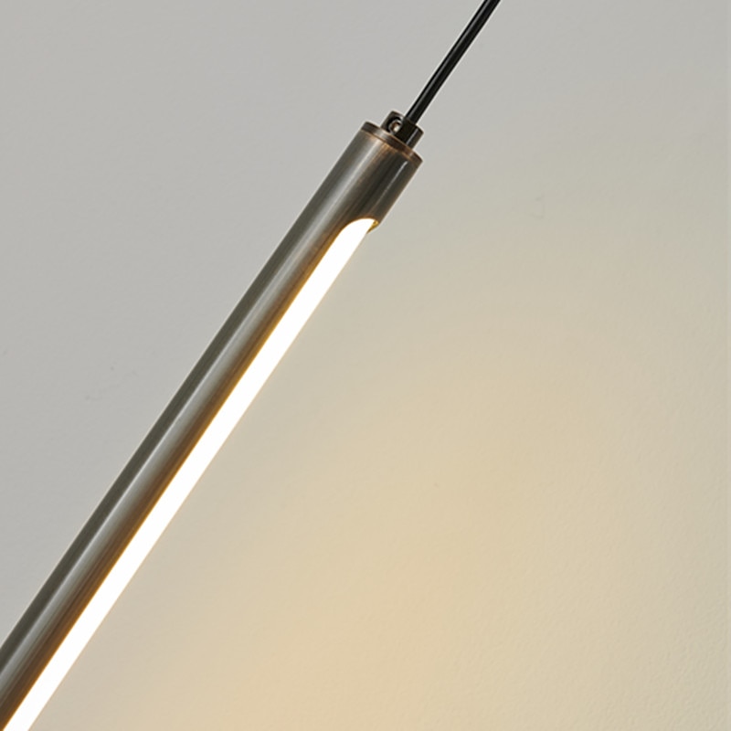 lampada a sospensione a led design lineare, 56 cm cavo a 1 luce linea regolabile lampada a sospensione design per camera da letto soggiorno bar caffetteria argento luminoso/coppe (lampadina inclusa) del 2025 a $229.99 –P5