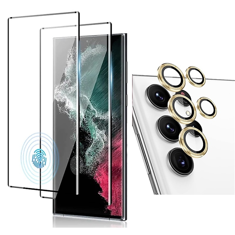 2 juegos Protector de Pantalla + Protector de Lente Cámara Para Samsung galaxia S24 Ultra Plus S23 S22 S21 S20 Plus Ultra Note 20 Ultra 10 Plus S25 Ultra Vidrio Templado Dureza 9H Anti-Huellas Alta 2025 - $13.99 –P5