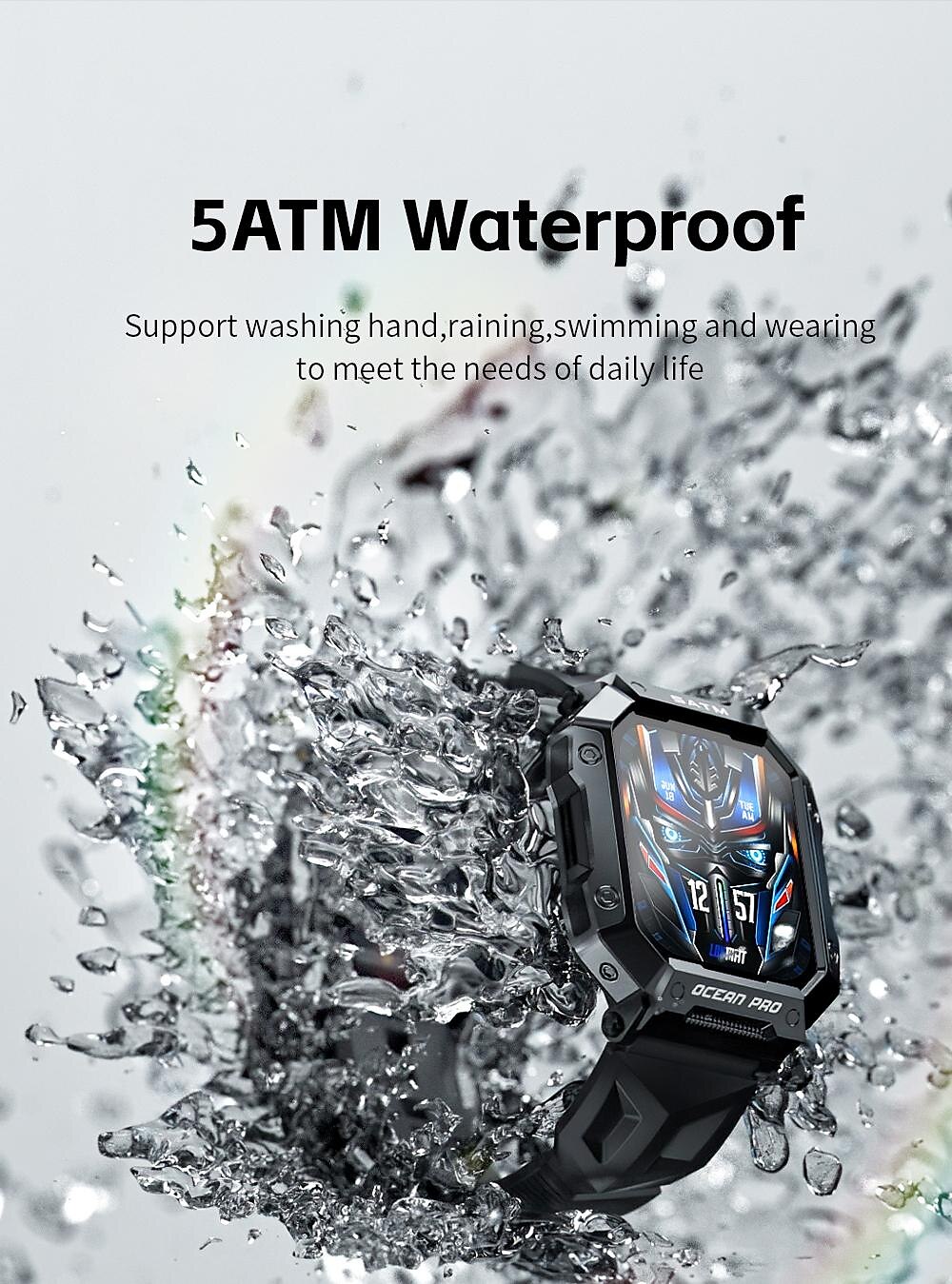 LOKMAT OCEAN PRO Smart Watch 1.85 inch Smartwatch Fitness Running Watch Bluetooth Pedometer Call Reminder Sleep Tracker Compatible with Android iOS Women Men Long Standby Waterproof Media Control IP68 2025 - $41.99 –P4