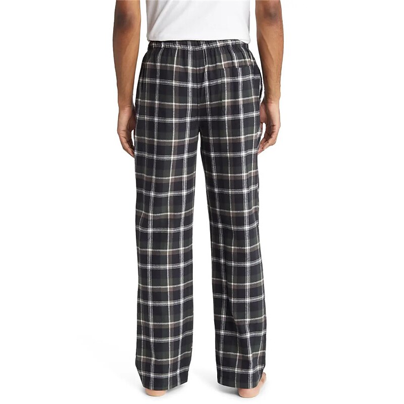 Herr Vardagsklädsel Pyjamasbyxor Plädbyxor Lounge Byxor Rutnät / Pläd Varm Mjukt Hem Säng Spa Flanell Varm Ficka Elastisk midja Vinter Svart Blå 2025 - $20.99 –P5