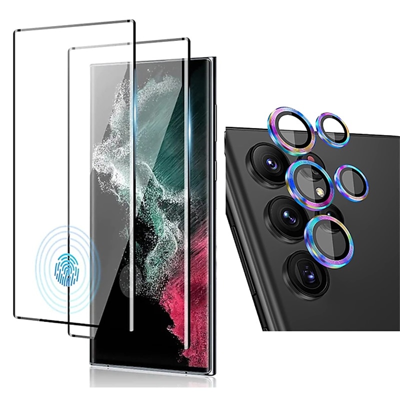 2 juegos Protector de Pantalla + Protector de Lente Cámara Para Samsung galaxia S24 Ultra Plus S23 S22 S21 S20 Plus Ultra Note 20 Ultra 10 Plus S25 Ultra Vidrio Templado Dureza 9H Anti-Huellas Alta 2025 - $13.99 –P1
