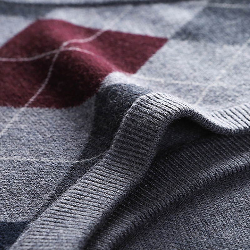 Voor heren Trui Trui vest Herenkleding Truien Stoppen Geribd breien Gebreid Kleurenblok V-hals Modern eigentijds Vrije tijd Werk Alledaagse kleding Kleding Mouwloos Winter Lente & Herfst Kameel Wijn 2025 - $36.99 –P12