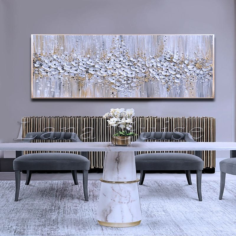 Pintura al óleo hecha a mano lienzo arte de la pared decoración espátula pintura clásica flor de ciruelo blanco para decoración del hogar enrollado sin marco pintura sin estirar 2025 - zł369.99 –P14