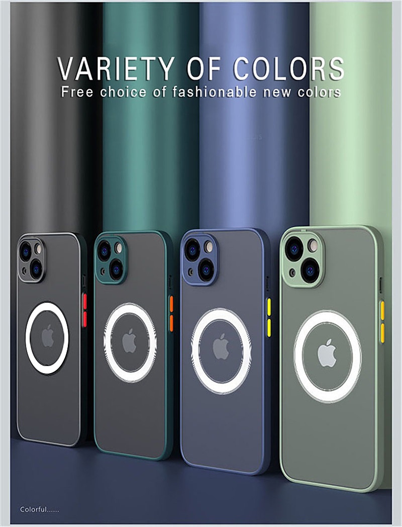 Чехол для iPhone 16e iPhone 16 iPhone 15 Pro Max Plus iPhone 14 13 12 11 Pro Max Plus X XR XS Защитный чехол тонкий с MagSafe полупрозрачный ультратонкий матовый блестящий однотонный PC 2025 - $13.99 –P10