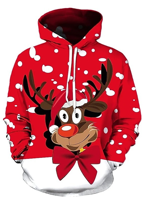 vánoční pánský unisex svetr s kapucí mikina víno červená vlastní potisk černá bílá červená s kapucí santa claus grafický potisk denní sportovní 3d potisk návrhář ležérní velké a vysoké jaro &amp;  2025 - $32.99 –P6