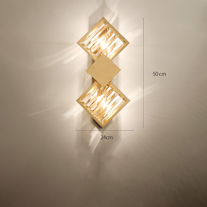 applique da parete a led applique da parete in cristallo lampada da parete geometrica, lampada da parete moderna in metallo dorato per testiera, lampade da parete nordiche per soggiorno, corridoio, del 2025 a $248.89 –P6
