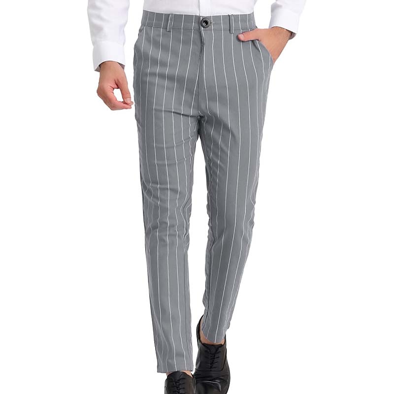 Men's Trousers Chinos Jogger Pants Pocket Straight Leg Stripe Comfort Daily Holiday Going out Fashion Classic Black Blue Micro-elastic 2025 - $21.99 –P8
