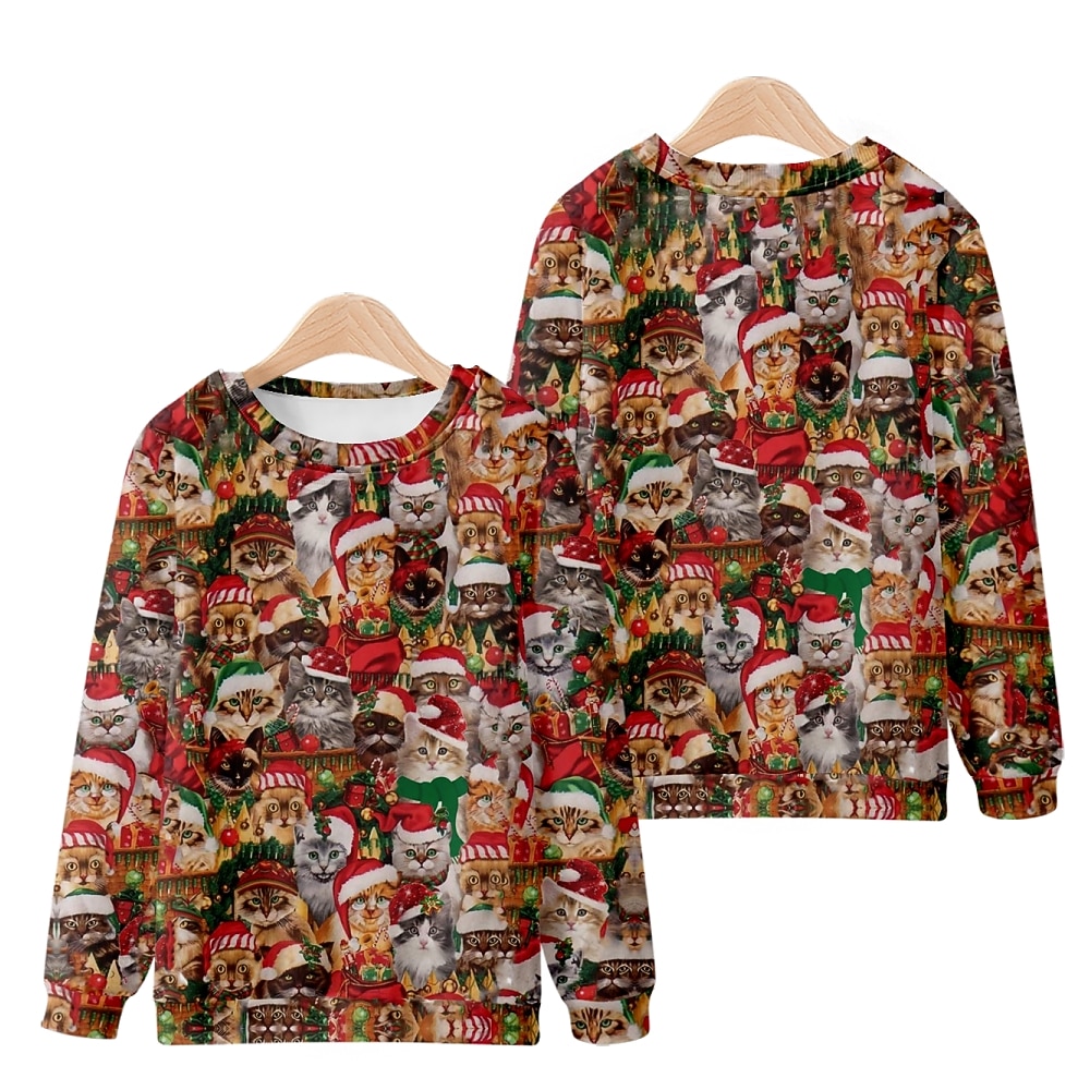 Animales Baile de Máscaras Pullover Sudadera navideña divertida Impresión 3D Para Pareja Hombre Mujer Adulto Navidad Nochebuena Fiesta Navidad 2025 - $26.99 –P4