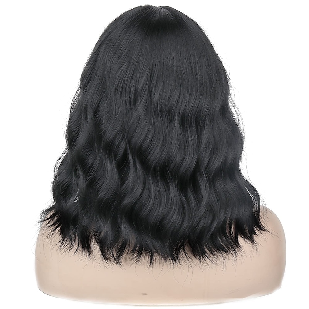kurze platinblonde Damenperücken weißblonde gewellte Perücke mit Pony mittellange platinblonde gewellte Synthetikperücke für den täglichen Gebrauch 2025 - $28.99 –P5