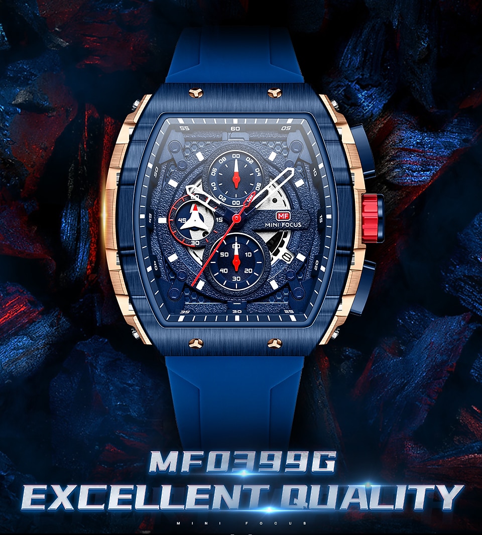 MINI FOCUS Quartz Sport Watch Gift for men Chronograph Luminous Calendar Army Mens Watches Top Brand Luxury Silicone Band Waterproof 2026 - $63.99 –P1