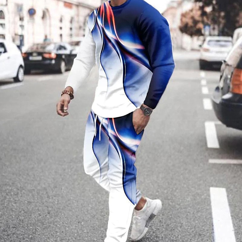 Herren Grafik Wissenschaft und Technik 2St 3D Sweatshirt-Sets Trainingsanzug Langarm Lange Hosen Rundhalsausschnitt Streetwear Sportbekleidung Basic Sport & Outdoor Lässig Sport Druck Frühling Herbst 2025 - $37.99 –P1