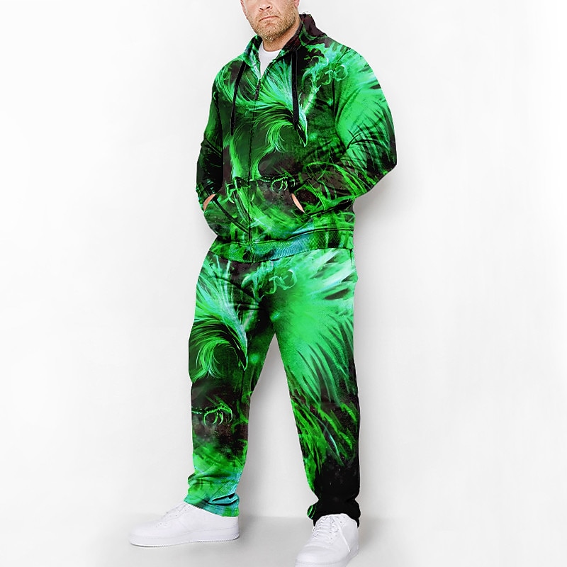 Bărbați Grafic fenix 2 buc Seturi de hanorace 3D Hanorac cu Glugă Trening Set Marime Plus Manșon Lung Pantaloni lungi Capișon Modă Designer Casual Zilnic Sport Ieșire Imprimare 3D Primăvara & toamnă 2025 - $56.99 –P2