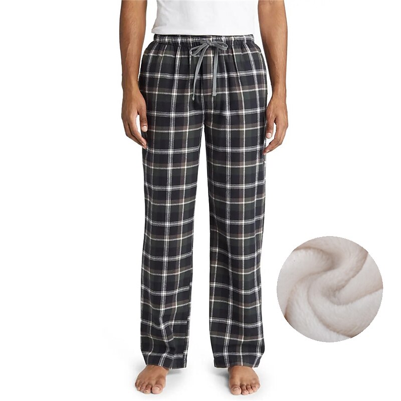 Herr Vardagsklädsel Pyjamasbyxor Plädbyxor Lounge Byxor Rutnät / Pläd Varm Mjukt Hem Säng Spa Flanell Varm Ficka Elastisk midja Vinter Svart Blå 2025 - $20.99 –P6