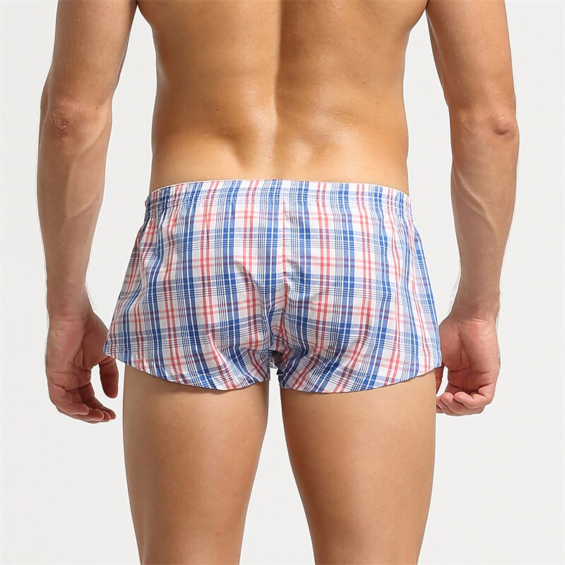 Per uomo 1 confezione Biancheria intima Mutandine di base Boxer Slip Cotone Elastene Antiparassitario A prova di perdita A quadri Vita normale Giallo Blu del 2025 a $11.49 –P5