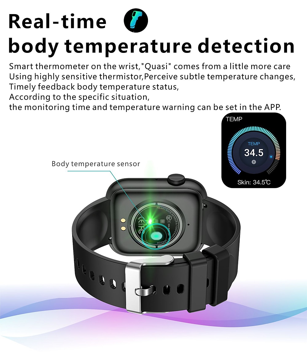 Смарт-часы imosi qx7 1,85-дюймовые смарт-часы фитнес-часы для бега Bluetooth-мониторинг температуры шагомер напоминание о вызове, совместимый с android ios для женщин и мужчин, водонепроницаемые 2025 - CAD $63.63 –P9