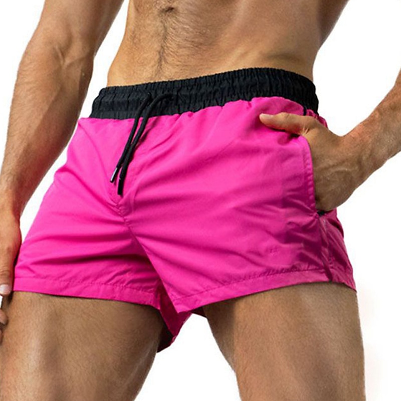 Homens Bermuda de Surf Shorts de Natação Calção Justo de Natação Shorts de verão Com Cordão Cintura elástica Imprimir Cor Sólida Conforto Respirável Curto Casual Diário Praia Moda Roupa de rua Rosa de 2025 por $6.39 –P3