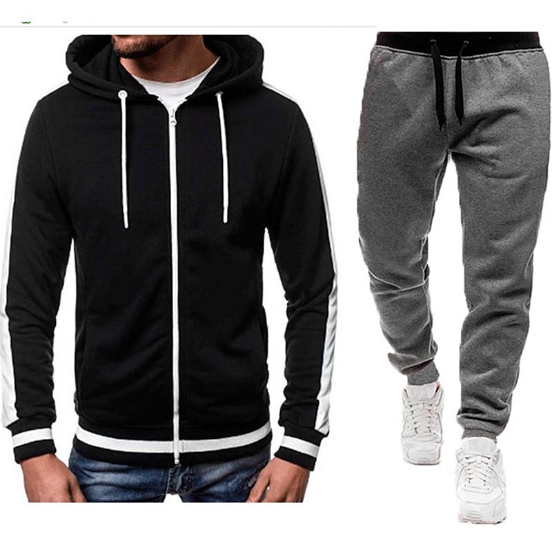Men's Tracksuit Sweatsuit Zip Hoodie Sweatshirt Hoodie Jacket Jogging Suits Red & Black Black+Light Grey Dark Grey+Light Grey Red+Light Grey Red+Dark Grey Hooded Color Block Drawstring 2 Piece Sports 2026 - $28.99 –P15