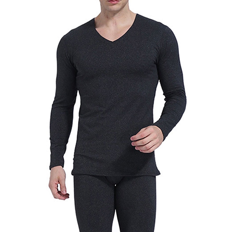 Herr Beställ två storlekar större Termiskt underställ Sovkläder Termiskt set 1set Ren färg Stylish Ledigt Komfort Hem Dagligen Polyester Komfort Varm V-hals Långärmad Höst Vinter Svart Vin 2025 - $9.49 –P11