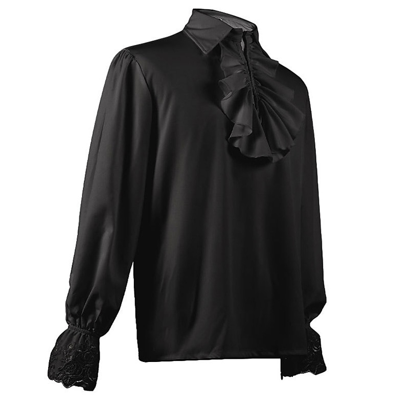 Retro Vintage Victorian Medieval Blouse / Shirt Cosplay Costume Masquerade Vampire Flounced Fancy Dress Men's Pirate Fantasy Royal Halloween Carnival Masquerade Event / Party Adults' Shirt 2025 - $16.49 –P3