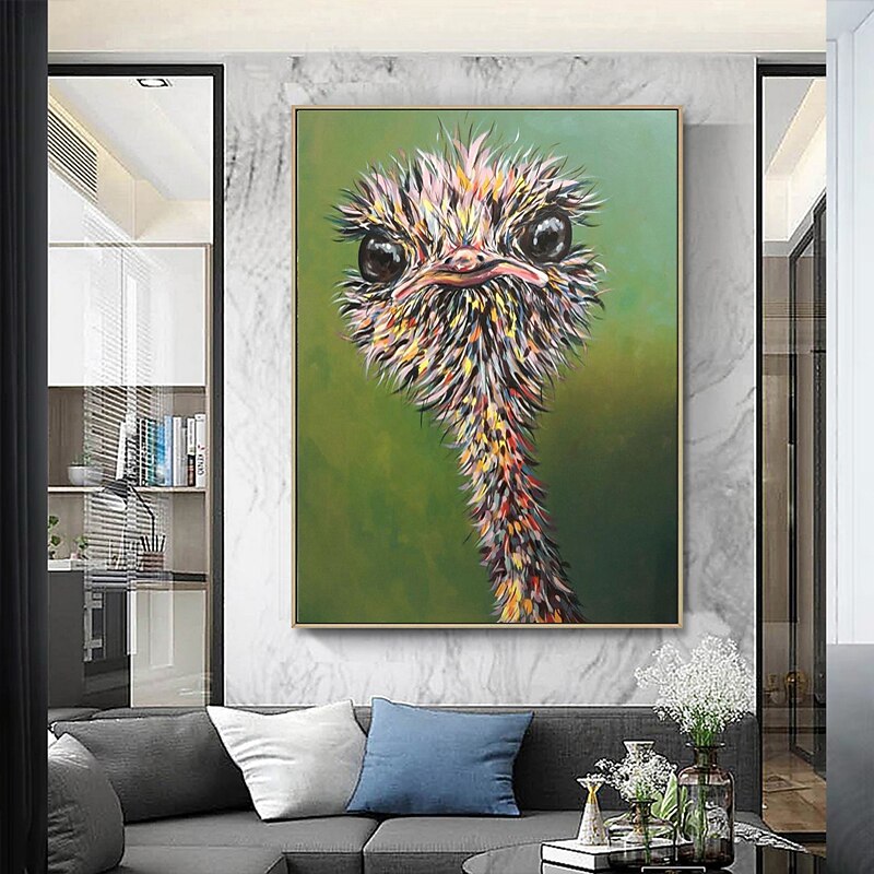 Handmade Oil Painting Canvas Wall Art Decoration Modern Cute Animal Ostrich Family for Home Decor Rolled Frameless Unstretched Painting 2026 - $110.99 –P9