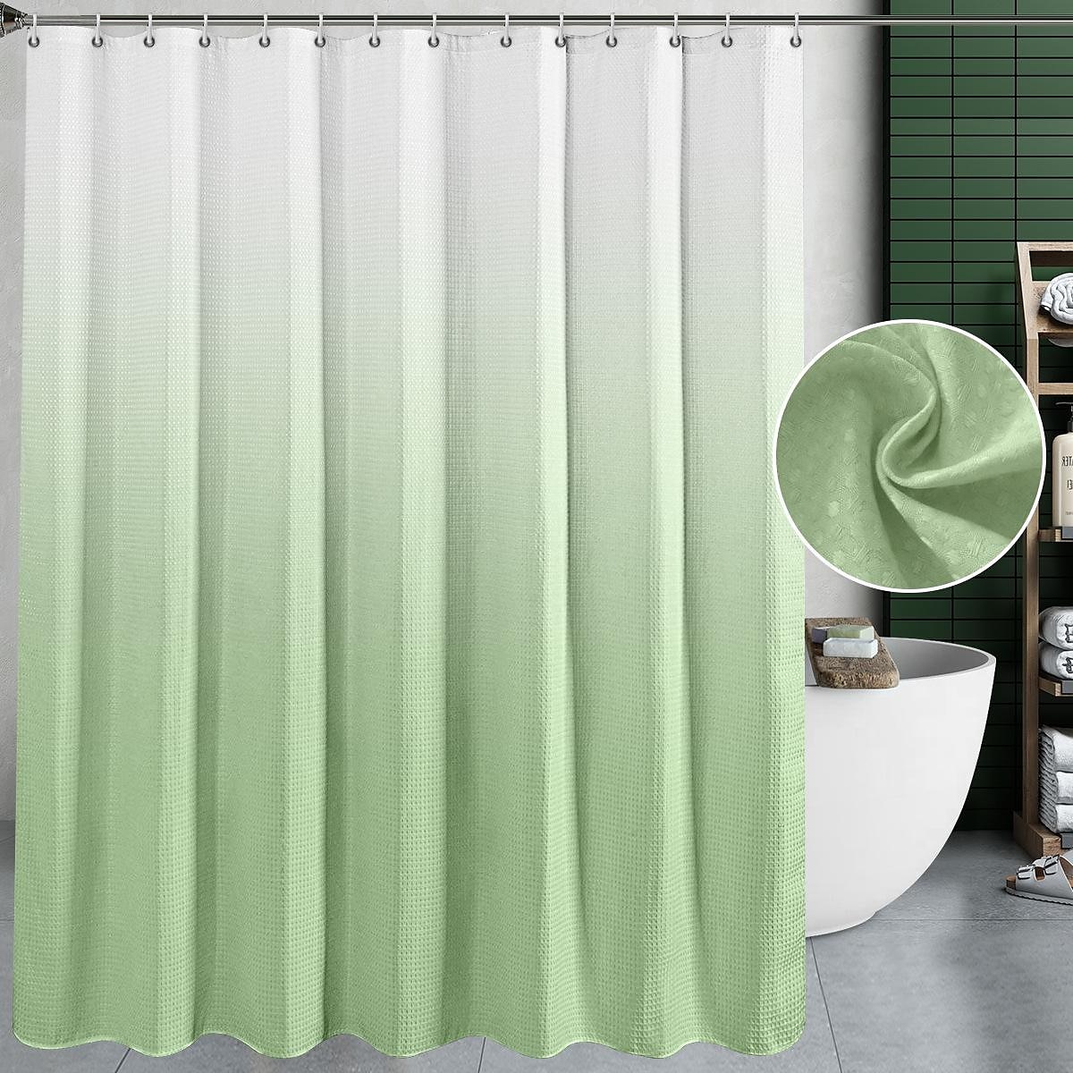 Gradient Waffle Shower Curtain with 12 Hooks 180cm*180cm(70"*70") Textured Fabric Waterproof Bathroom Decor Gradient Modern Shower Curtain Sets 2025 - $25.99 –P17