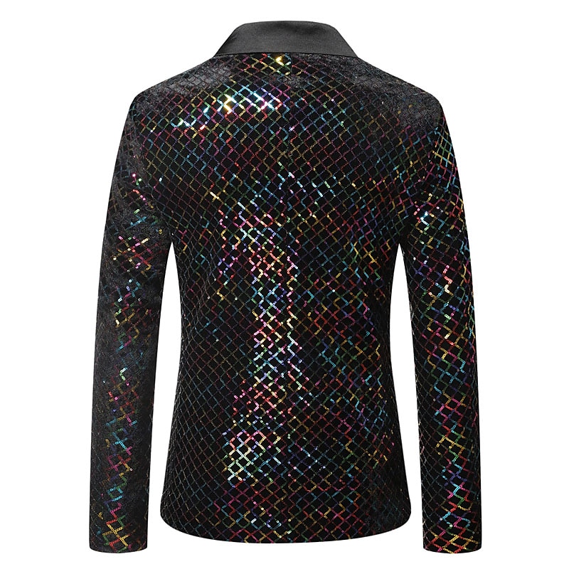 Per uomo Giacca Feste Ufficio e carriera splendente All'aperto Tasche Strass Autunno Inverno A quadri Moda Top caldi Bavero Argenteo Oro Arcobaleno Giacca del 2025 a $54.99 –P2