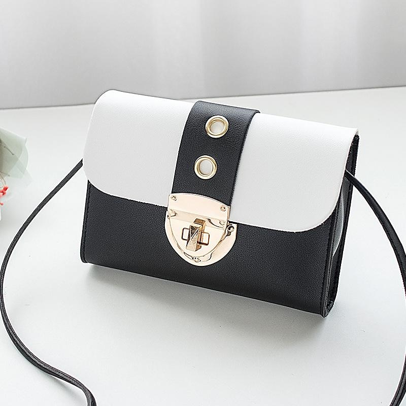 Women's Mini Crossbody Bag - Faux Leather Small Shoulder Purse with Gold Metal Lock, Stylish Two-Tone Design for Casual or Evening Use 2025 - $11.99 –P7