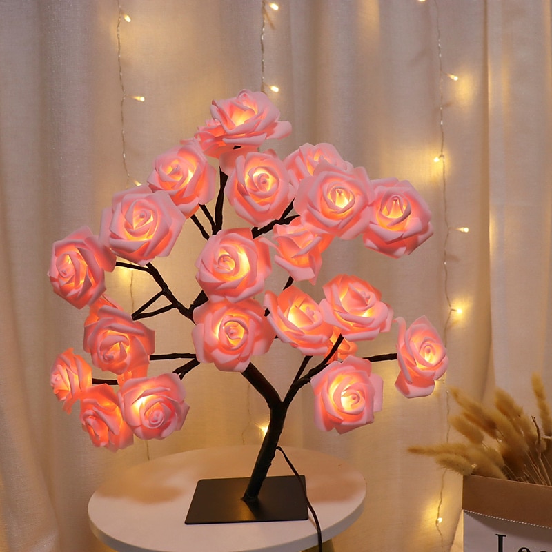 ha condotto la lampada da tavolo del fiore della rosa luci fiabesche dell'albero di san valentino 24ha portato le luci dell'albero del fiore della rosa lampada da tavolo usb di san valentino fata foglia d'acero luce notturna festa di natale regalo di deco del 2025 a $11.99 –P7