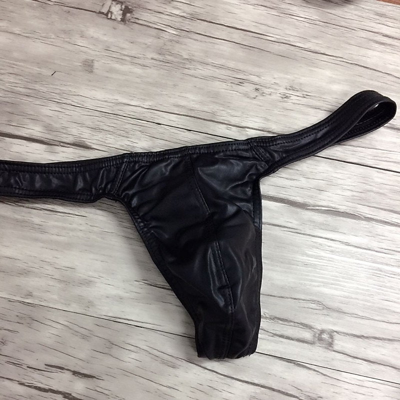 Férfi 1 darab G-string fehérnemű Poliuretán Spandex Tiszta szín Alacsony csípő Fekete 2025 - $9.99 –P2