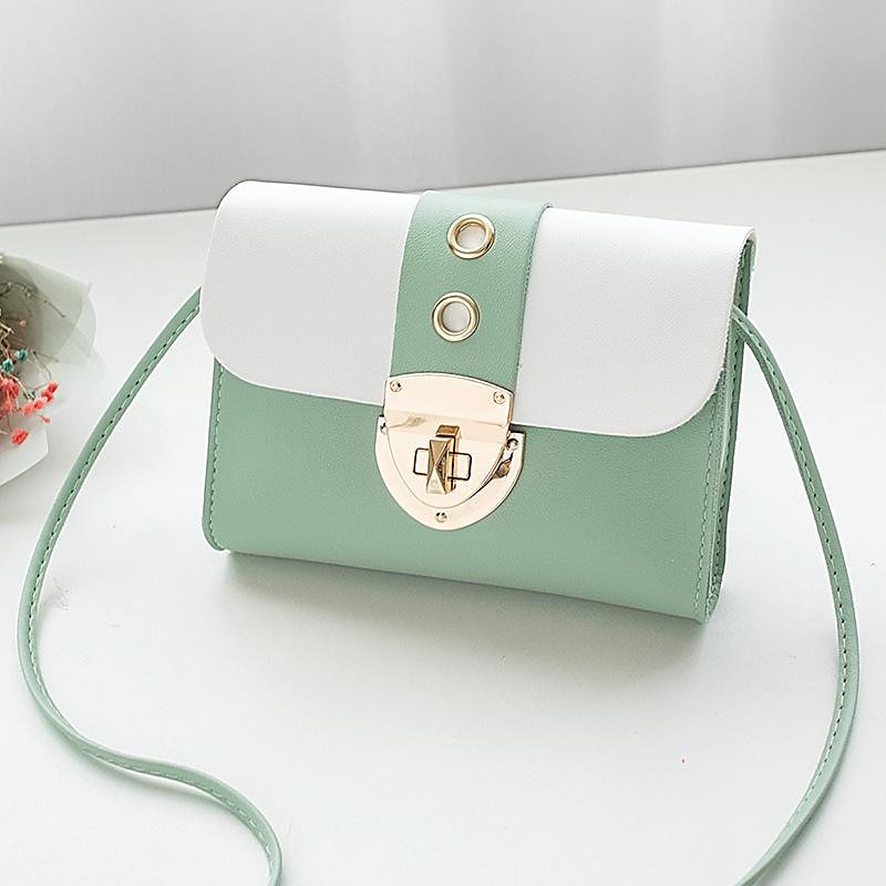 Women's Mini Crossbody Bag - Faux Leather Small Shoulder Purse with Gold Metal Lock, Stylish Two-Tone Design for Casual or Evening Use 2025 - $11.99 –P5