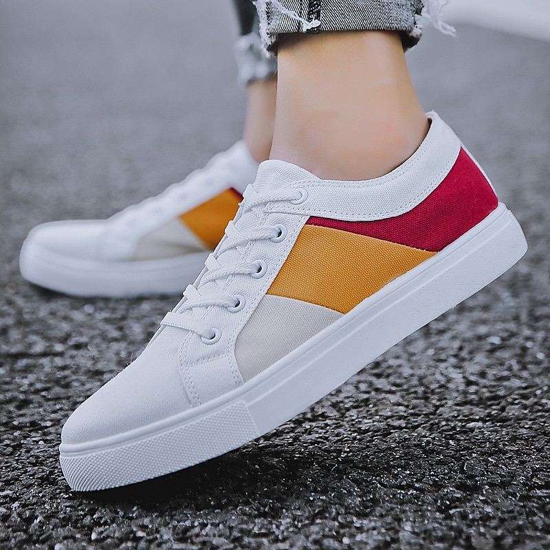 Herren Turnschuhe Übergrössen Skate-Schuhe Weiße Schuhe Wanderschuhe Sport Klassisch Brautkleider schlicht Outdoor Täglich Leinwand Atmungsaktiv Halbschuhe Schwarz Weiß Farbblock Sommer Frühling 2025 - $46.99 –P9