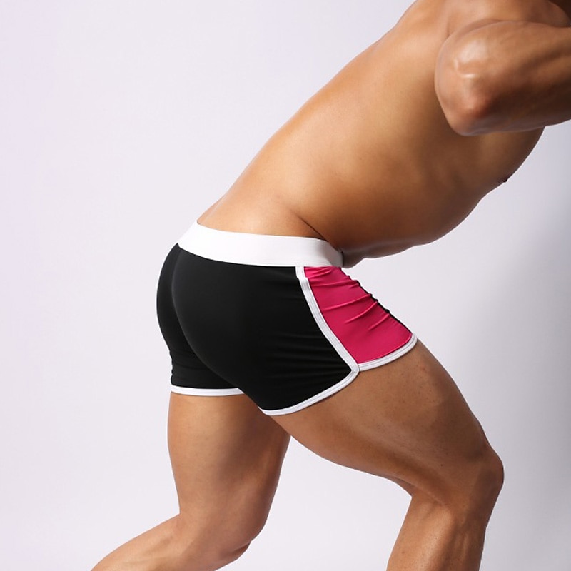 Herren Bademode Badehosen Elastische Taille Farbblock Buchstabe Atmungsaktiv Weich Einfach Komfort Weiß Rosa 2025 - $13.99 –P8