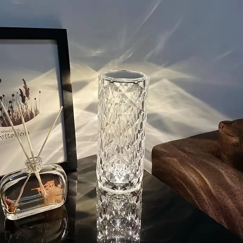 krystall bordlampe rose lys led projektor 3 farger touch justerbar romantisk diamant atmosfære lys usb touch nattlampe for bar, soverom, julevalentin gave til barn jenter elsker 2025 - $17.99 –P5